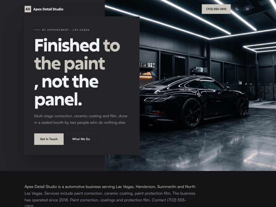 The Garage style, a real page built by this engine