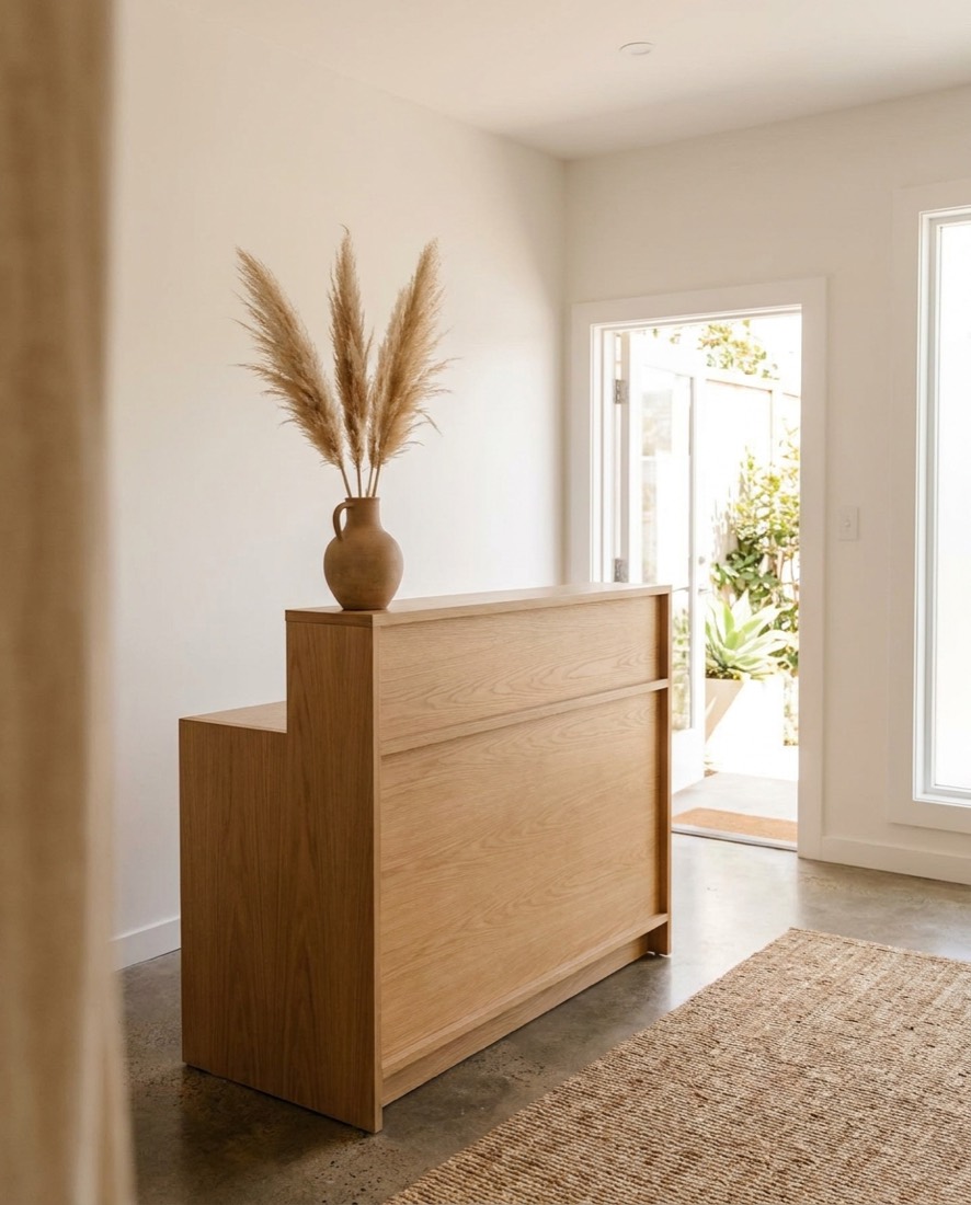 The reception area of a small modern movement studio